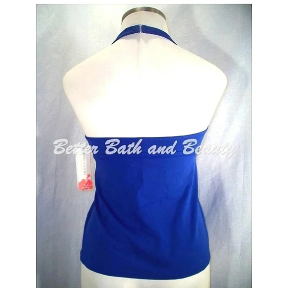 Tropical Escape Halter Tankini Swim Suit Top Size 8 Blue & Orange Stripe - Picture 3 of 3
